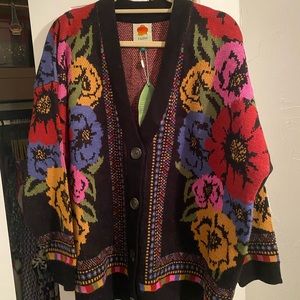 NWT Farm Rio Floral Cardigan Sweater size L